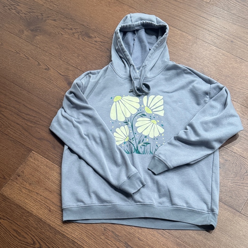 Avalanche Light Blue Crewneck Hoodie with Floral Graphic